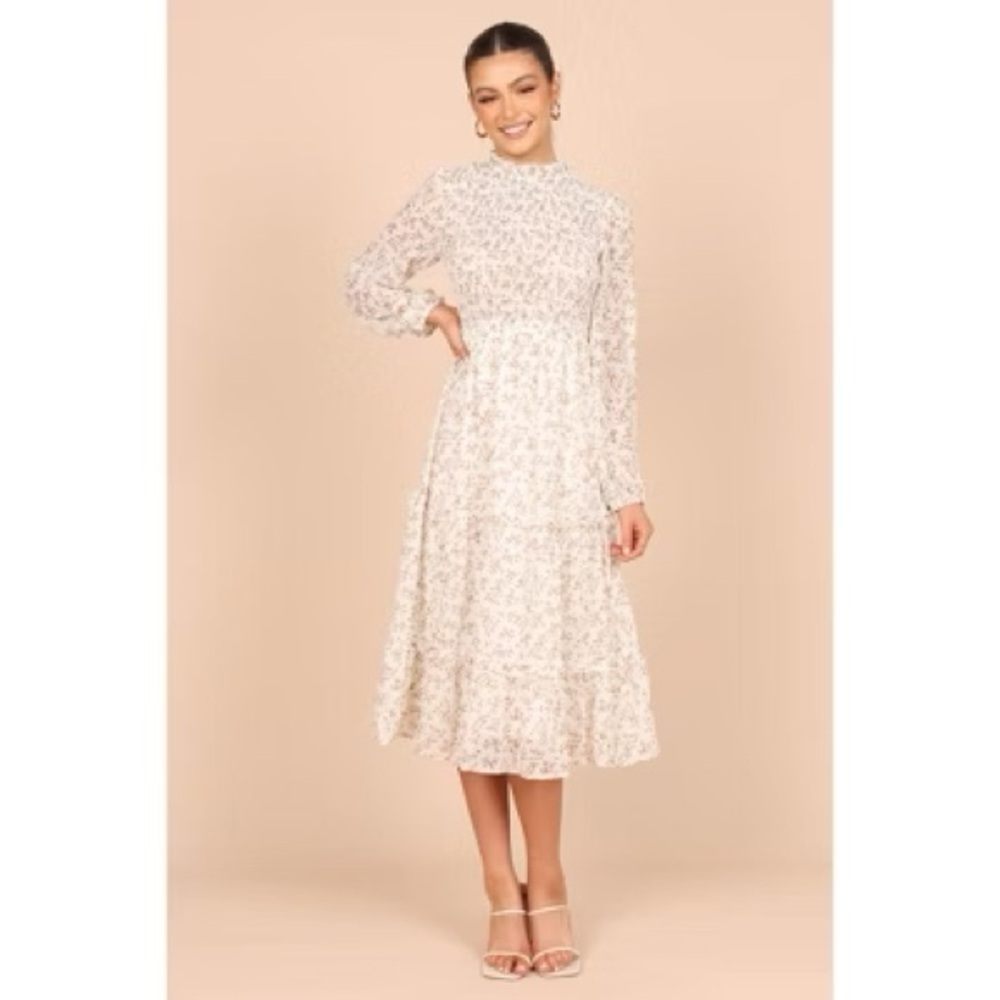 Petal & Pup: Edwina Shirred Frill Long Sleeve Midi Dress